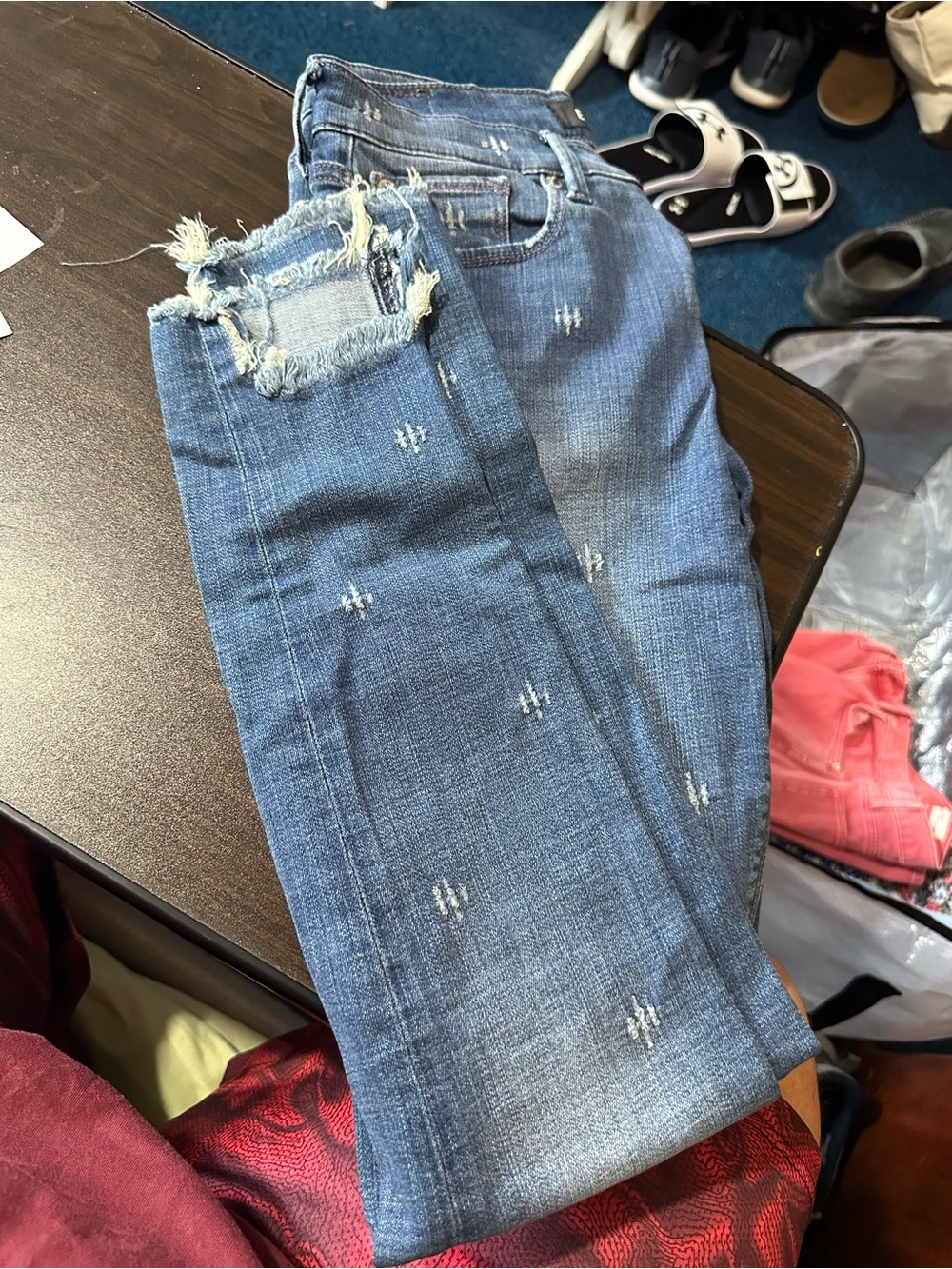 Express Blue Distressed Skinny Jeans